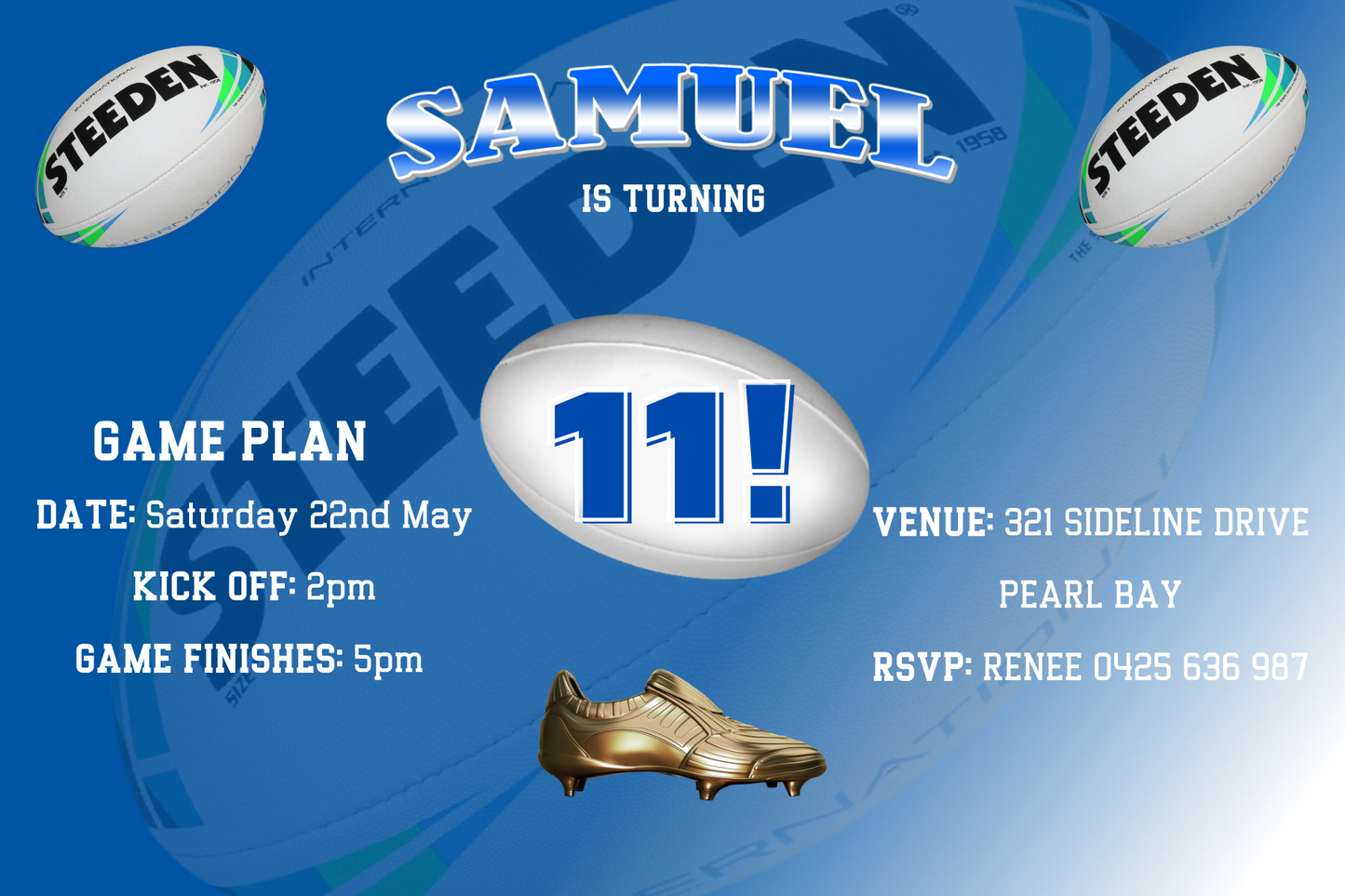 Canterbury Bulldogs themed Birthday Invitation