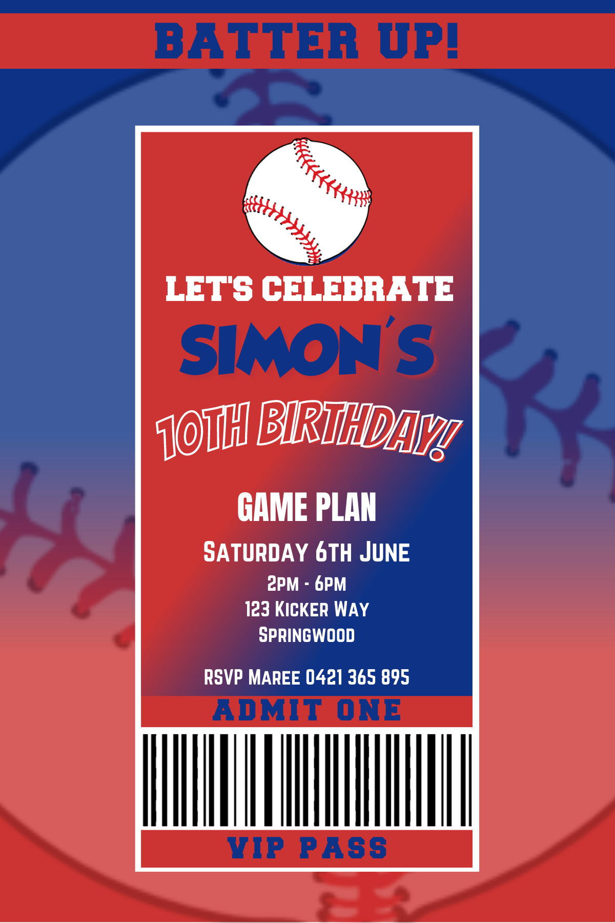 Chicago Cubs Birthday Invitation