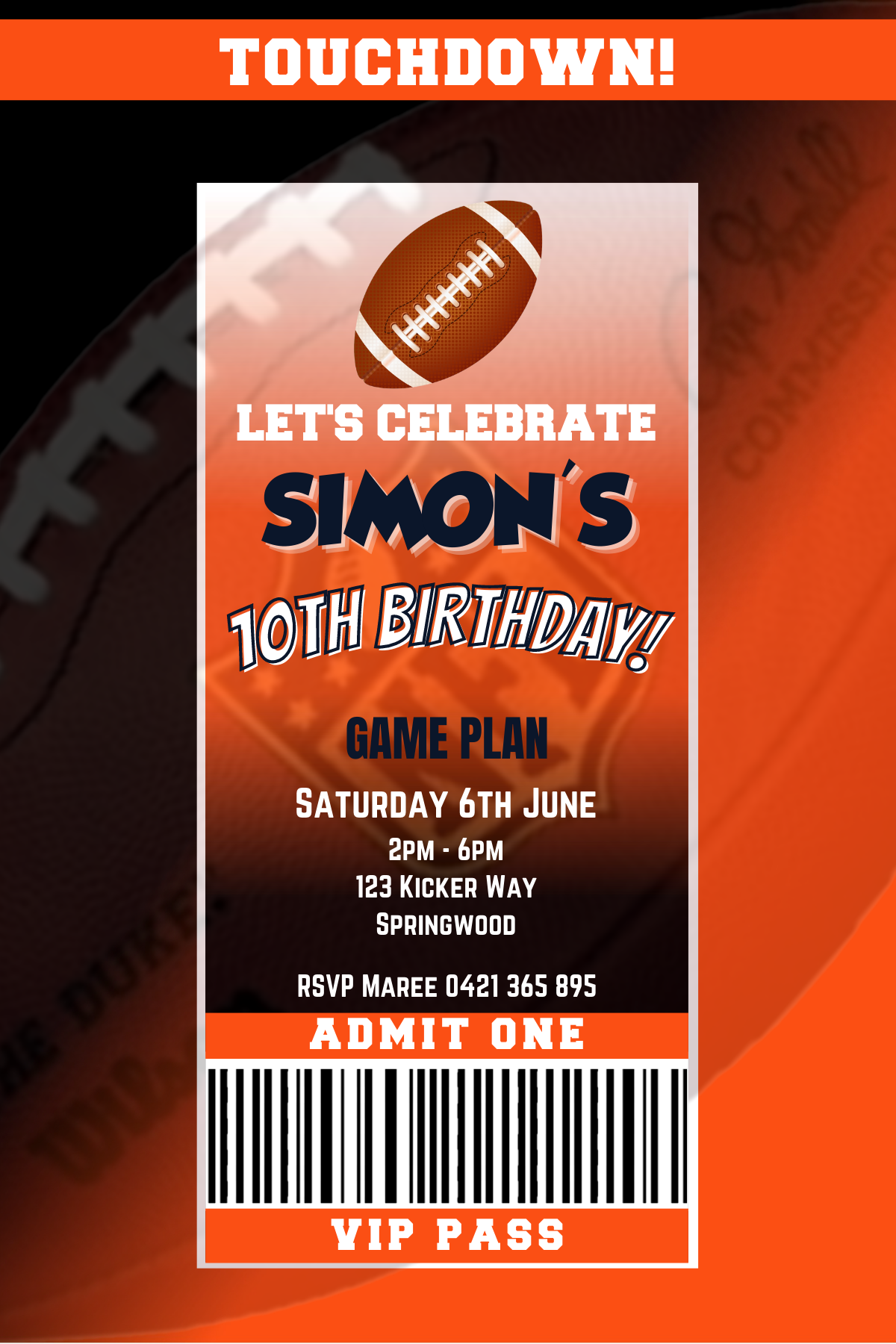 Cincinnati Bengals Birthday Invitation