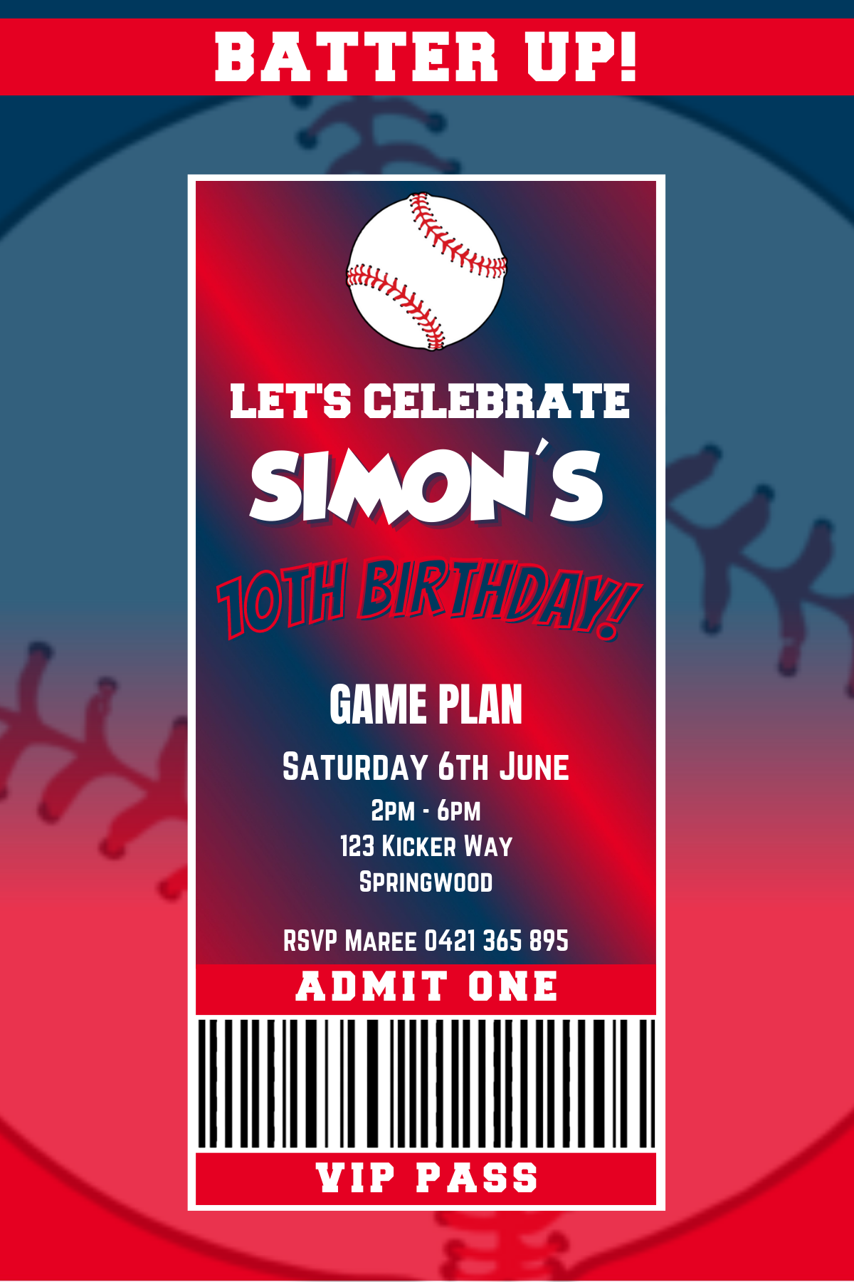 Cleveland Guardians Birthday Invitation