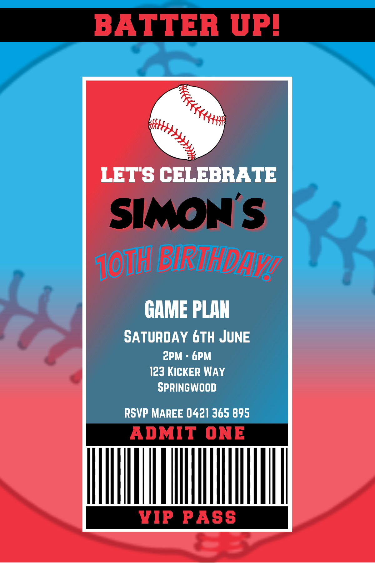 Miami Marlins Birthday Invitation