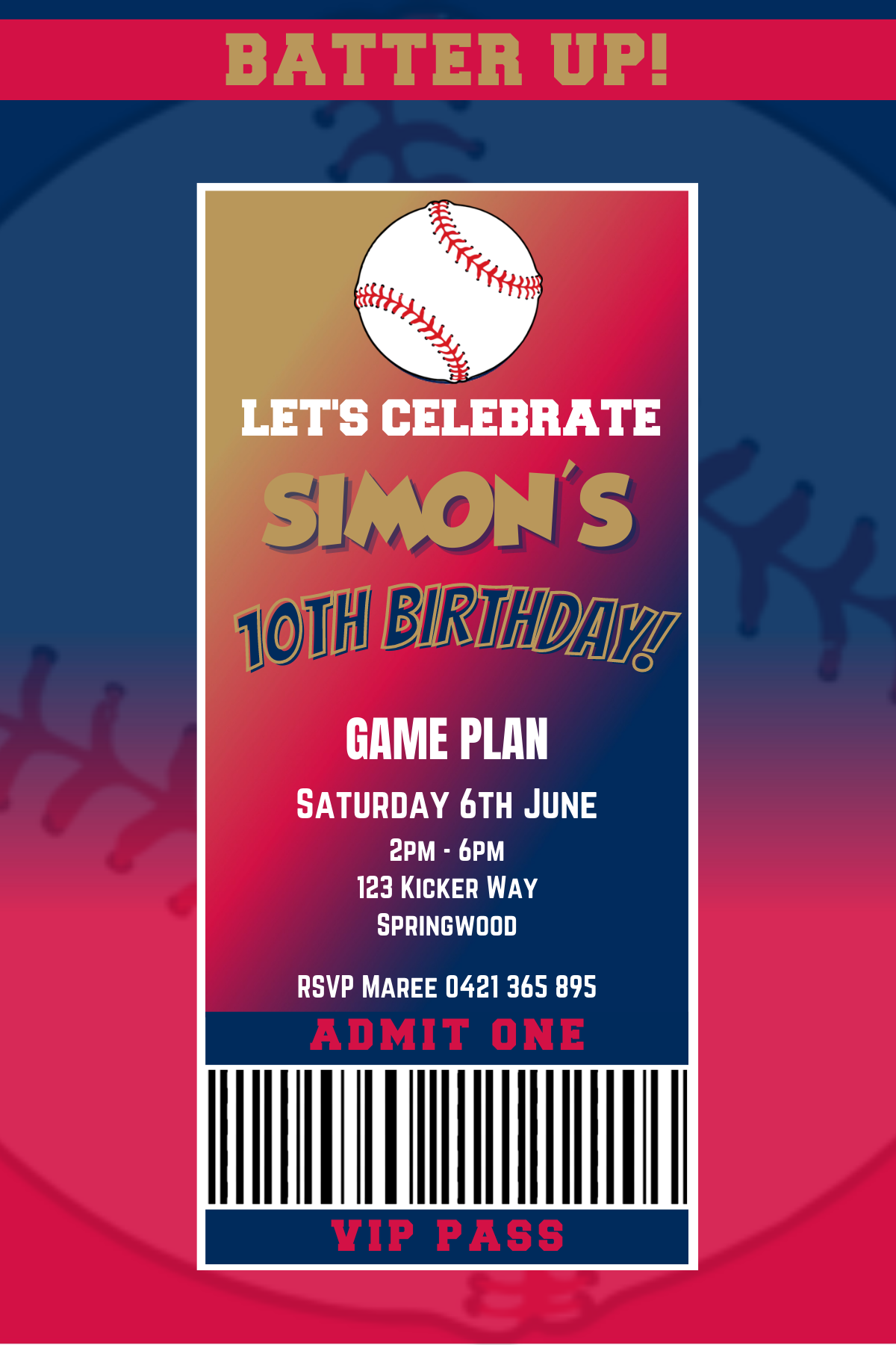 Minnesota Twins Birthday Invitation