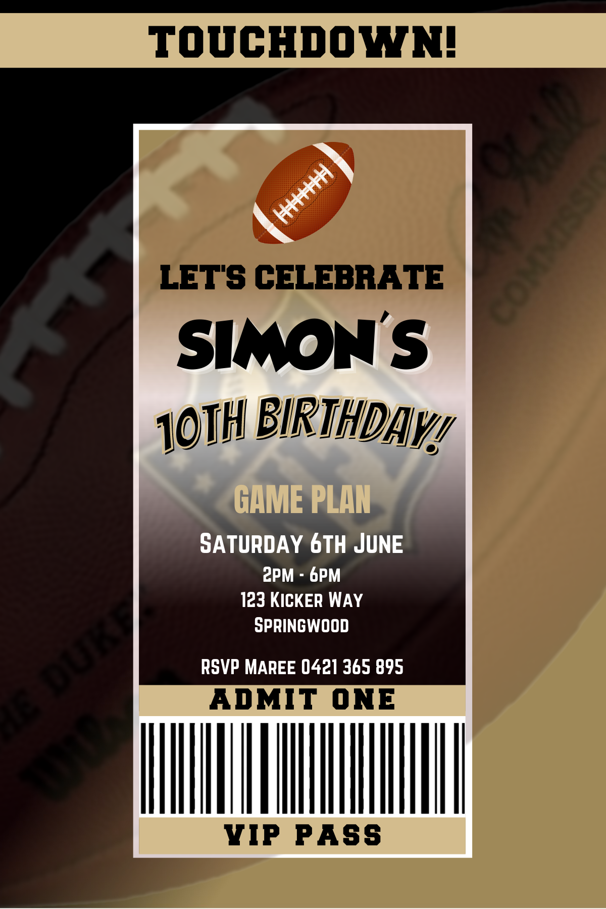 New Orleans Saints Birthday Invitation