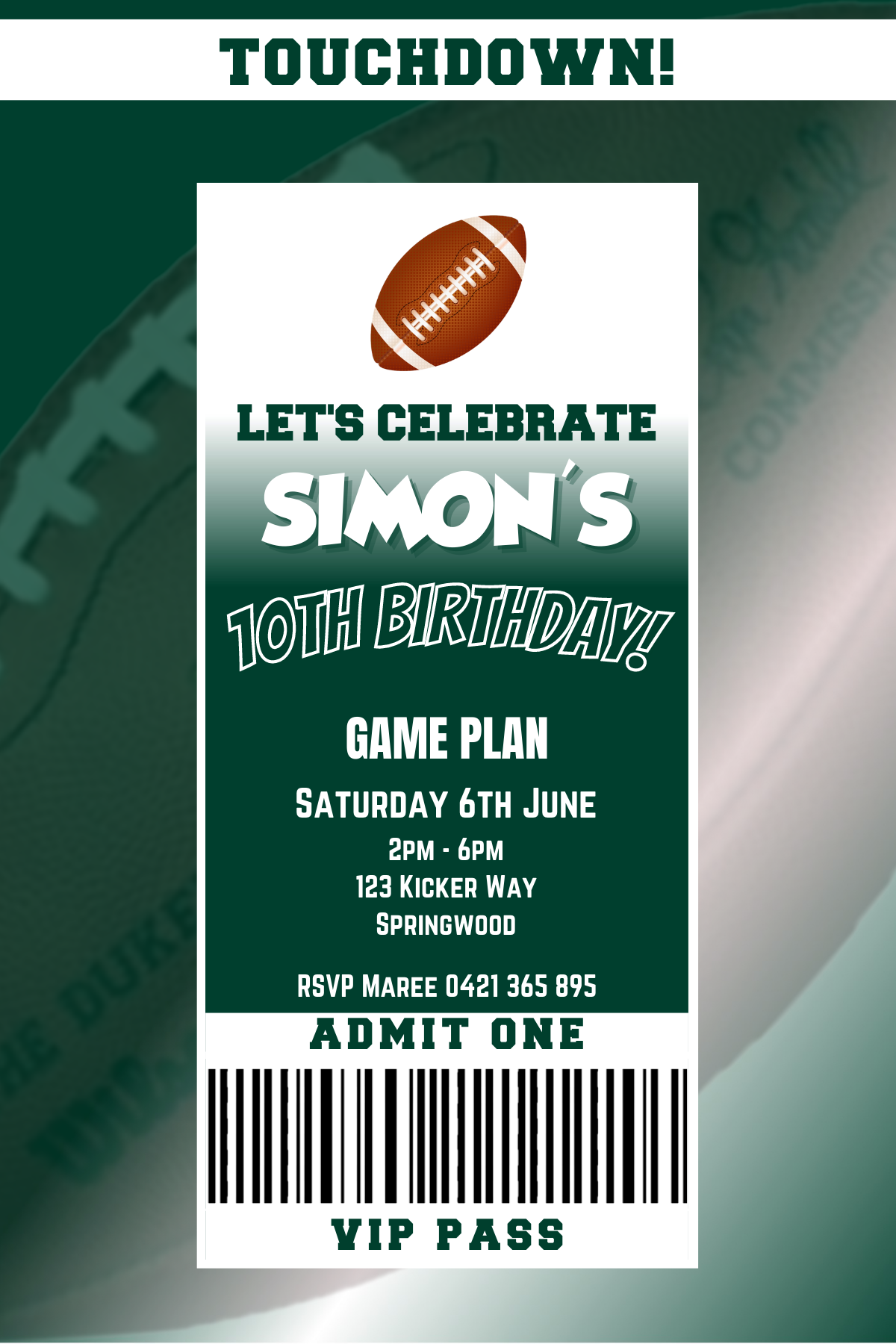 New York Jets Birthday Invitation