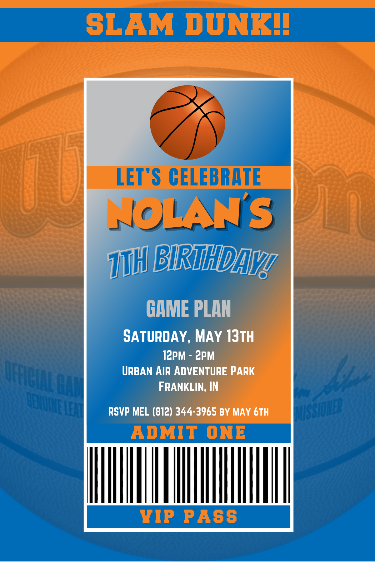 New York Knicks VIP Pass Birthday Invitation