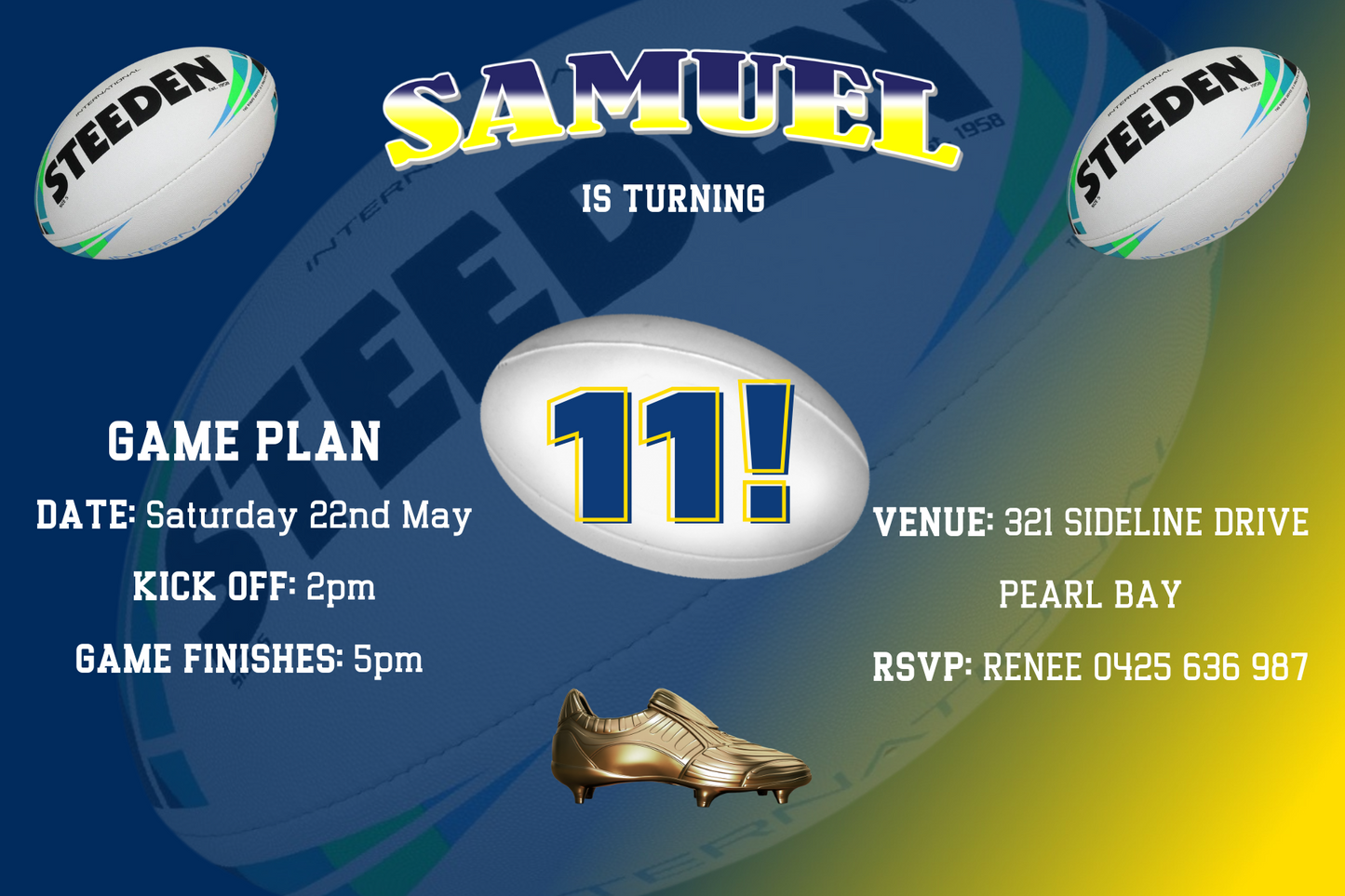 North Queensland Cowboys themed Birthday Invitation