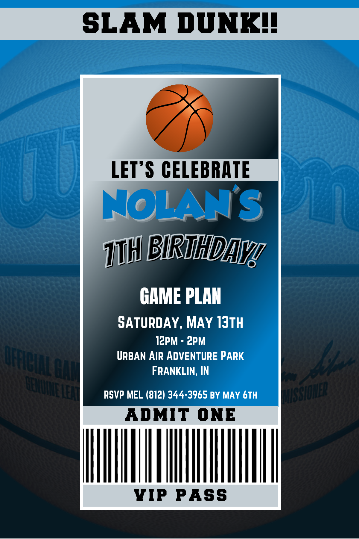 Orlando Magic VIP Pass Birthday Invitation