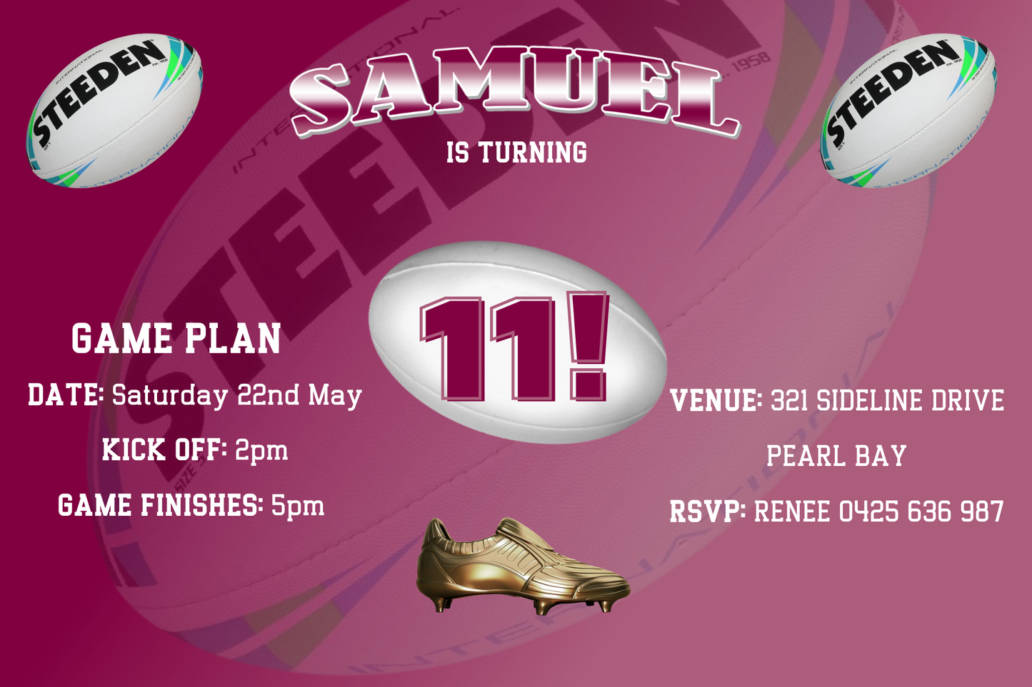 QLD Maroons Birthday Invitation