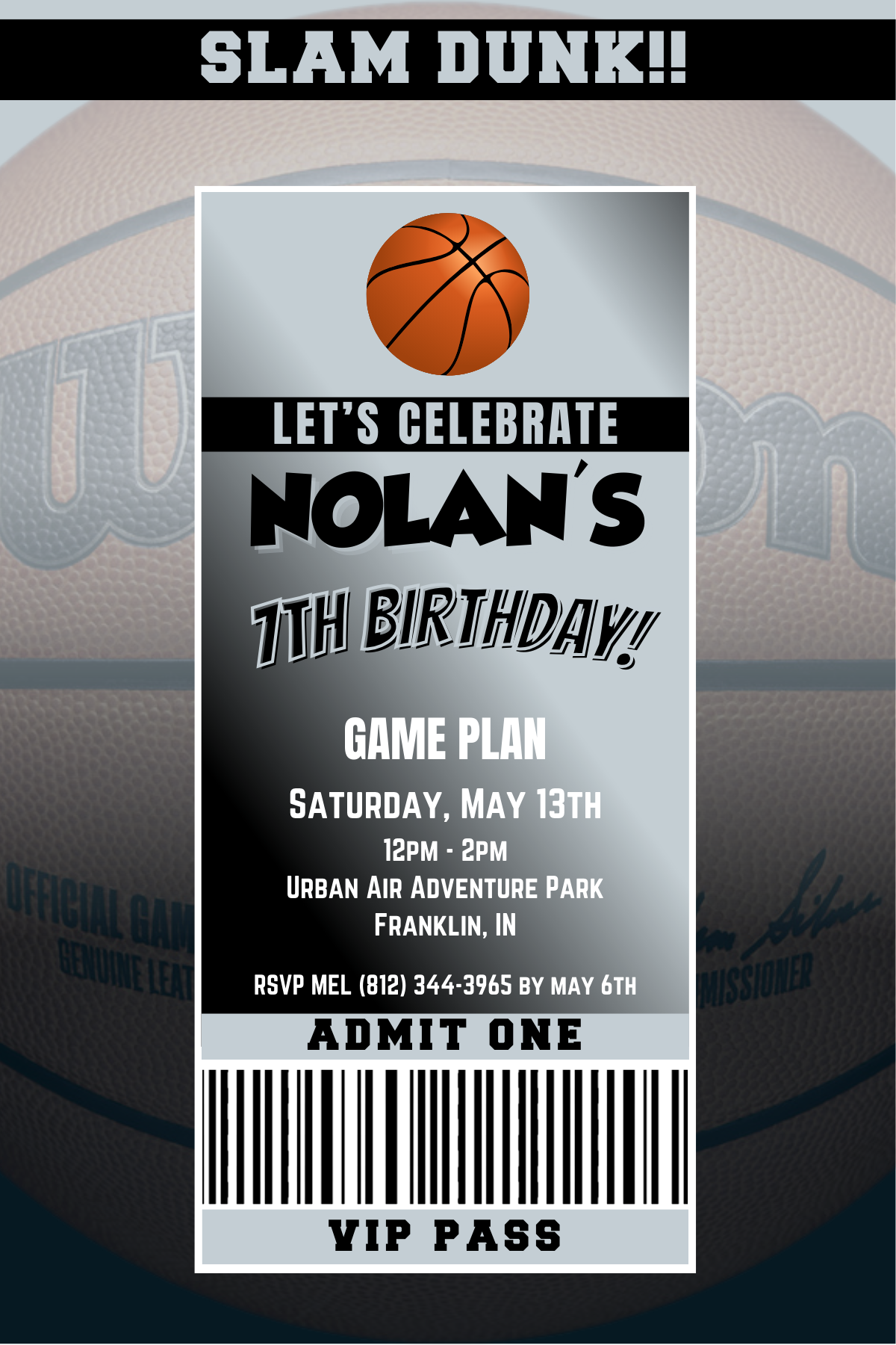 San Antonio Spurs VIP Pass Birthday Invitation