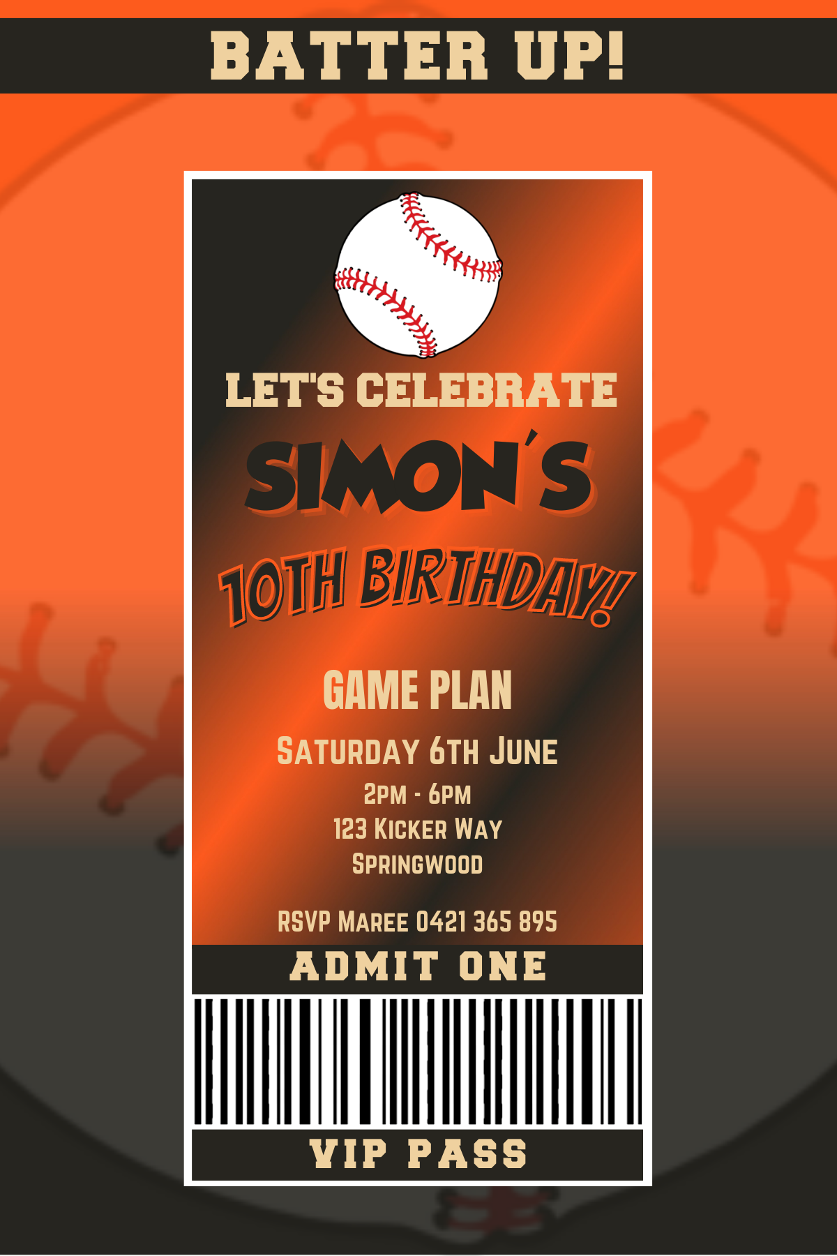 San Francisco Giants Birthday Invitation
