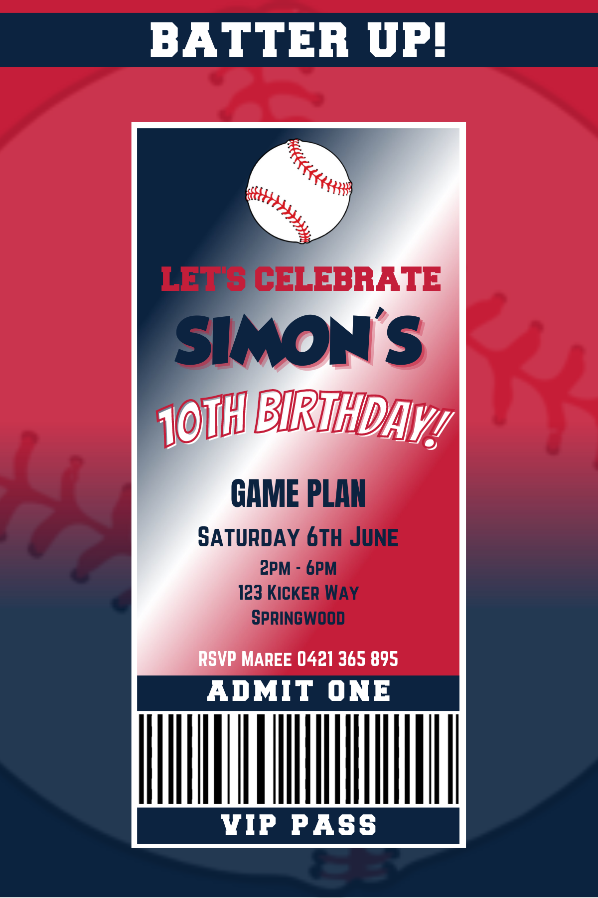 St Louis. Cardinals Birthday Invitation