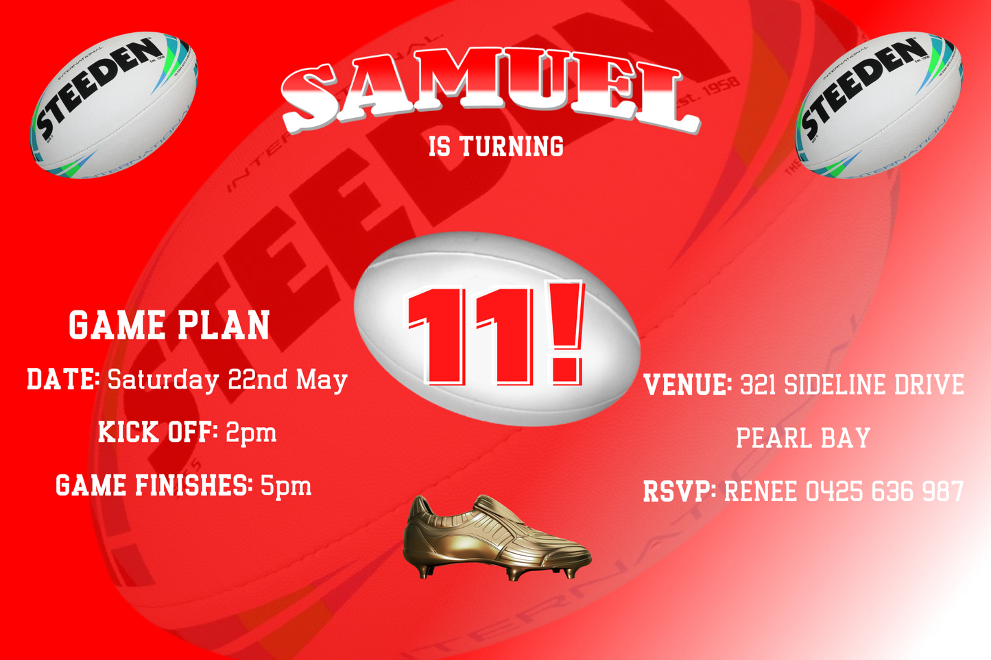 St George Illawarra Dragons Birthday Invitation