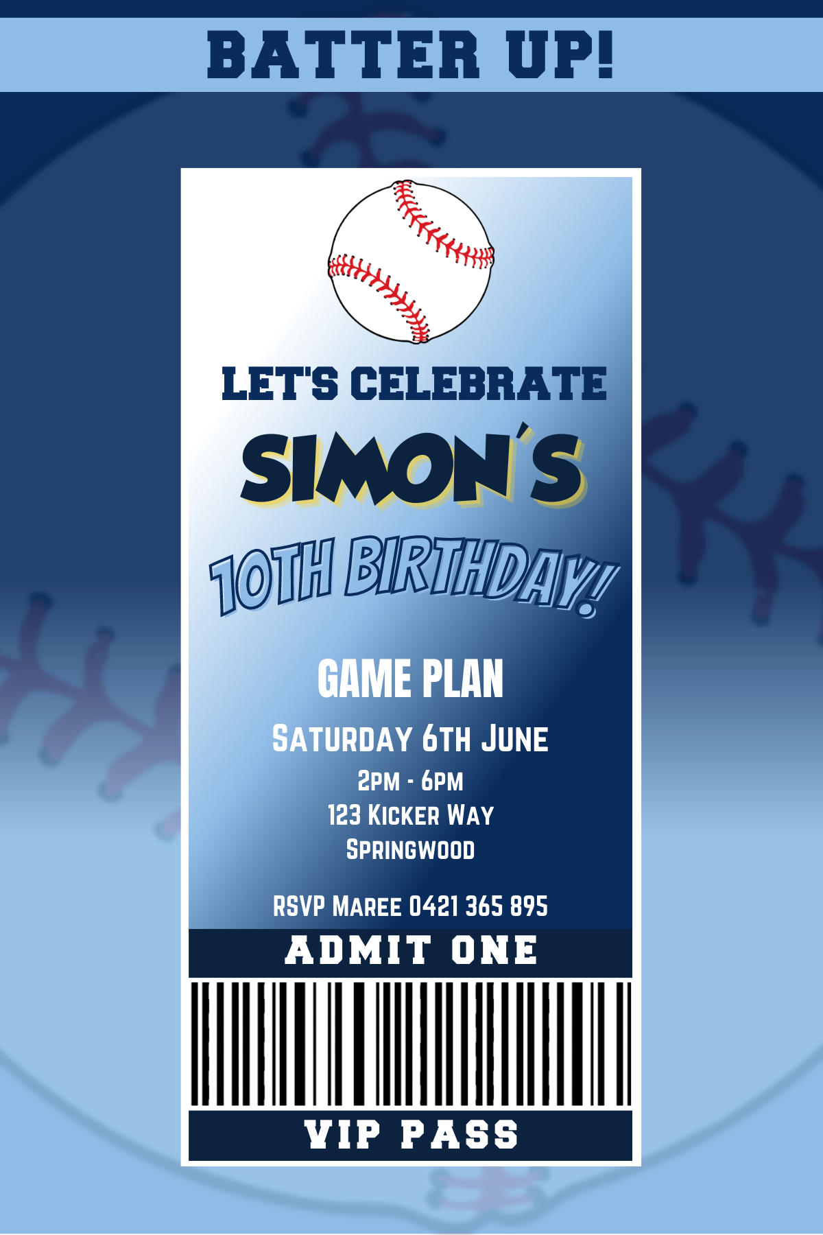 Tampa Bay Rays Birthday Invitation