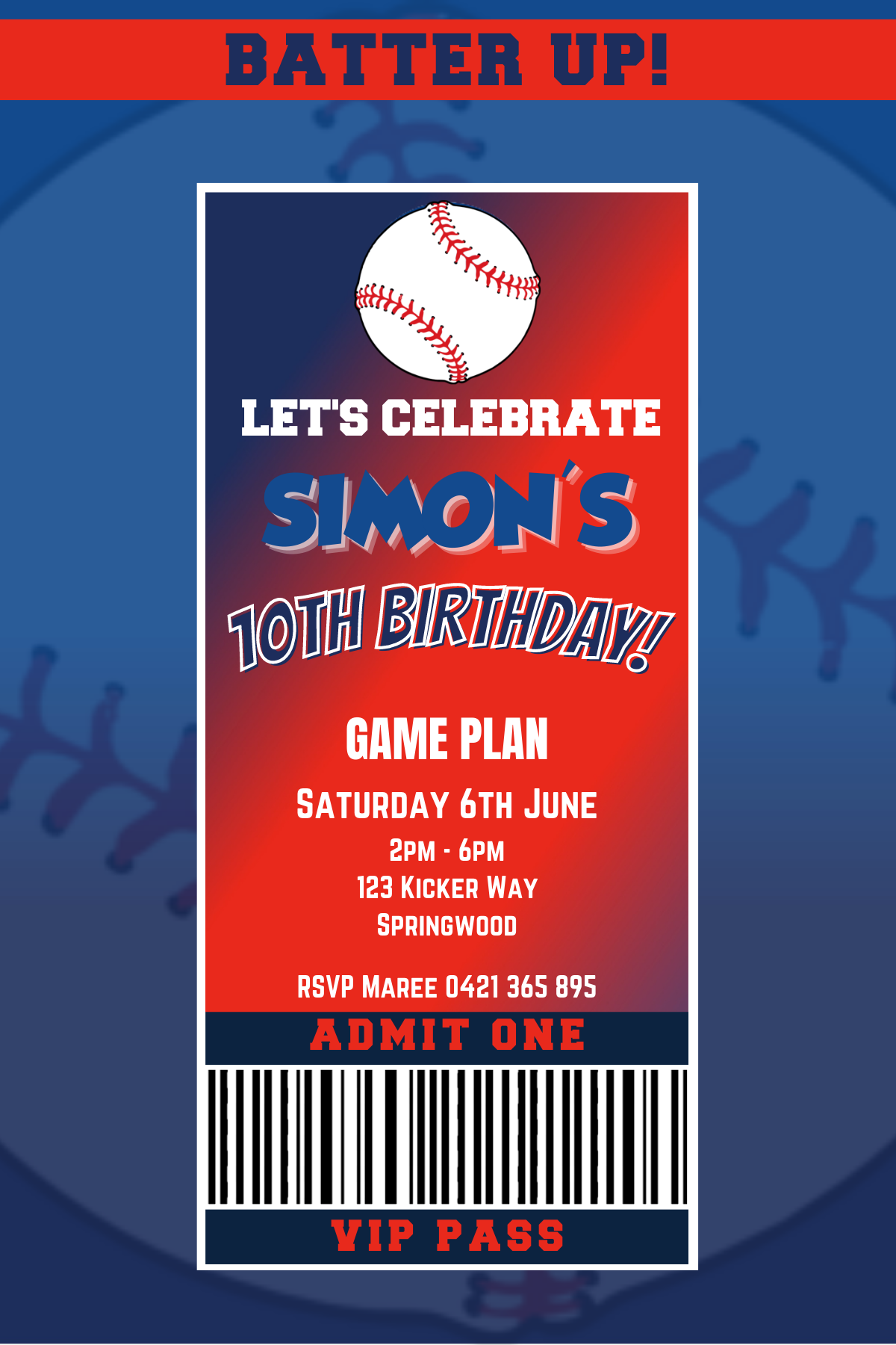 Toronto Blue Jays Birthday Invitation