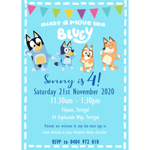 Bluey Birthday Invitation