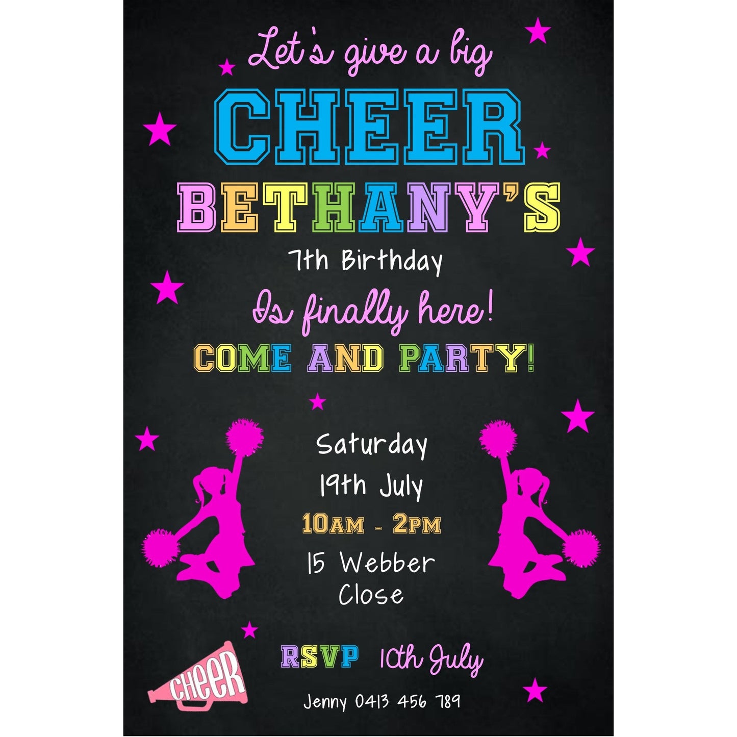 Cheerleading Birthday Invitation