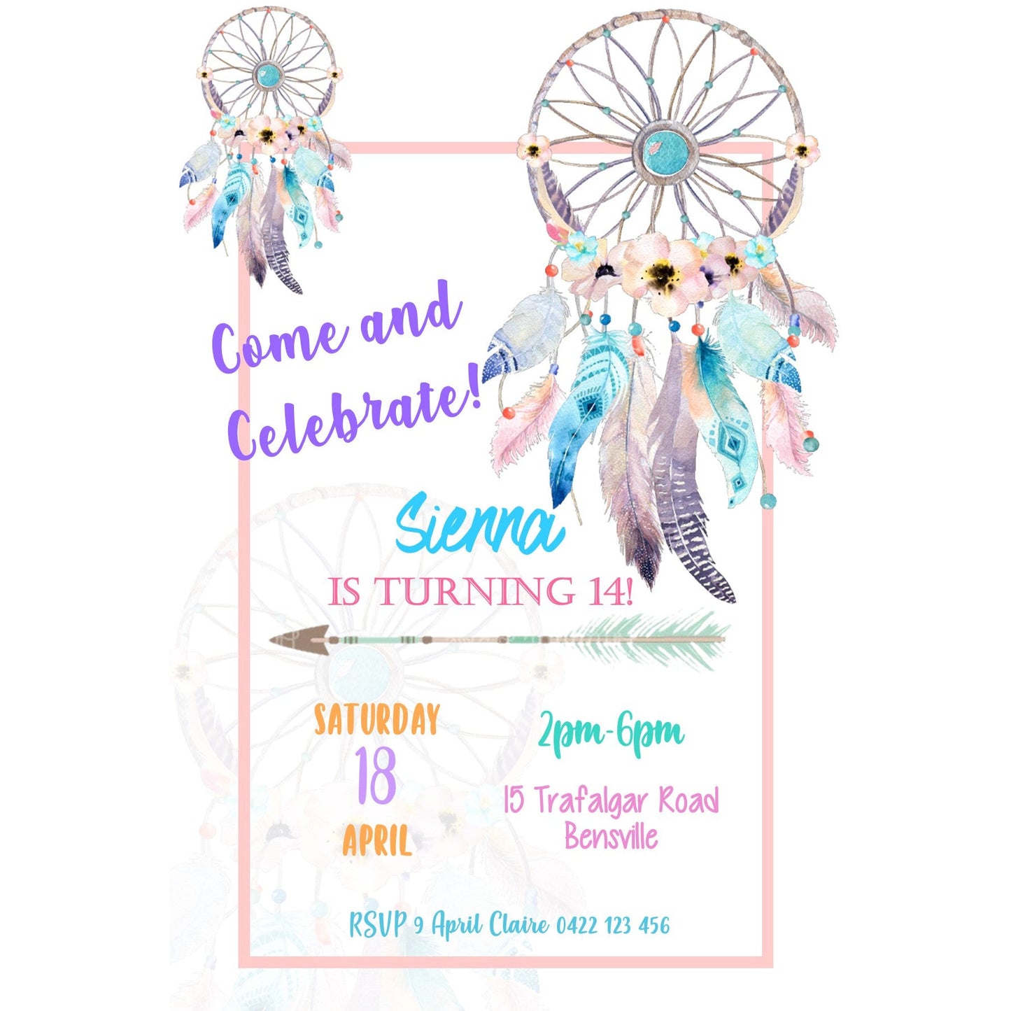 Dream Catcher Birthday Invitation