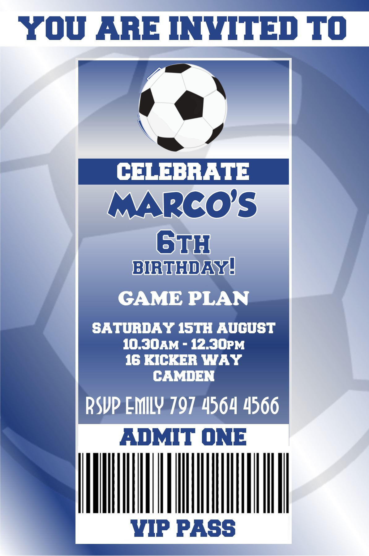 Everton themed Birthday Invitation