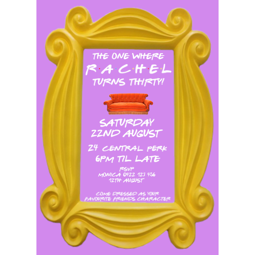 F-R-I-E-N-D-S Birthday Invitation