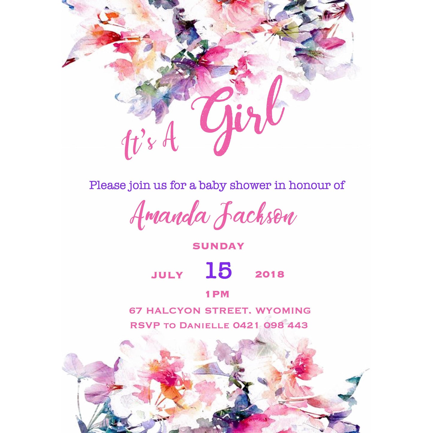 It's a Girl! Flower Baby Shower Invitation