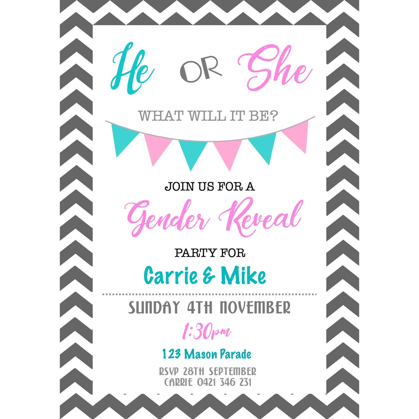 Gender Reveal Baby Shower Invitation