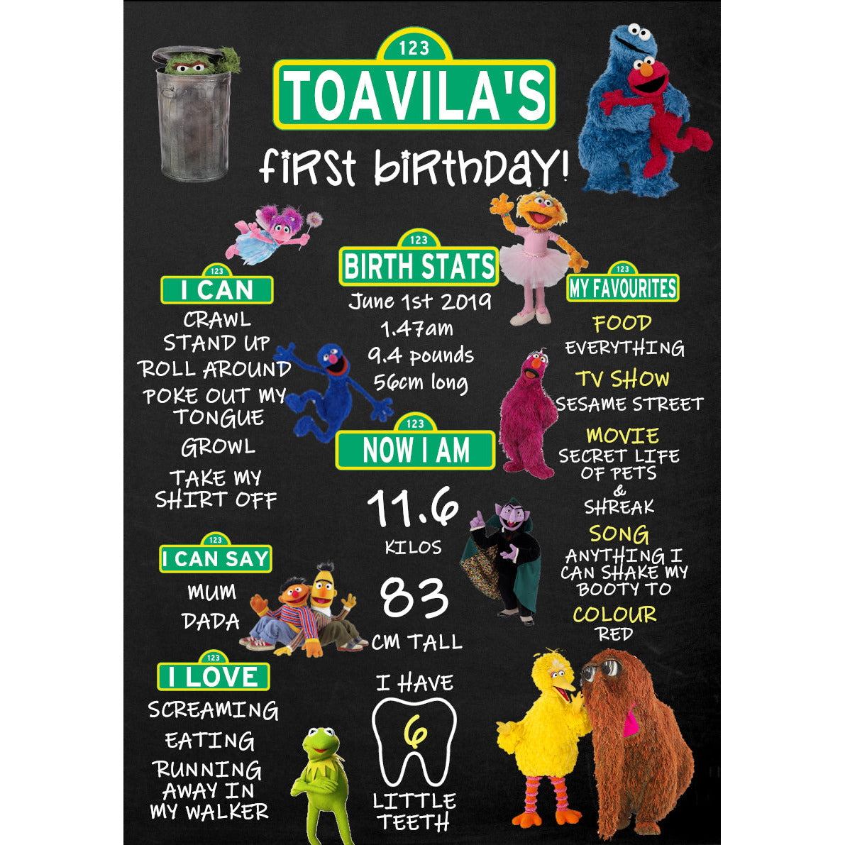 Sesame Street Chalkboard Birthday poster