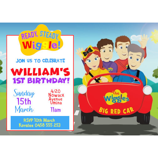 The Wiggles Big Red Car Birthday Invitation