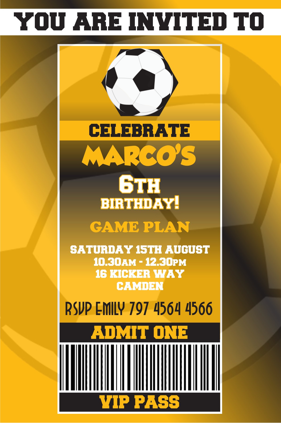 Wolverhampton Birthday Invitation