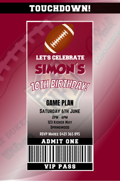 Arizona Cardinals Birthday Invitation