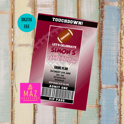 Arizona Cardinals Birthday Invitation