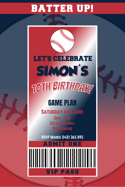 Boston Red Sox Birthday Invitation