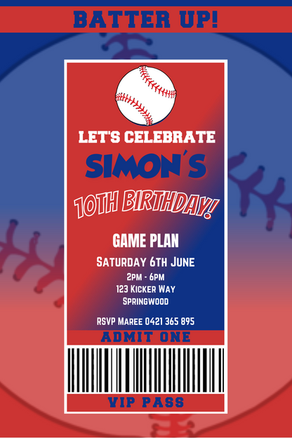 Chicago Cubs Birthday Invitation