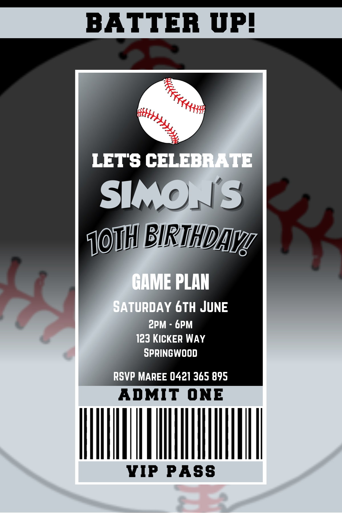 Chicago White Sox Birthday Invitation