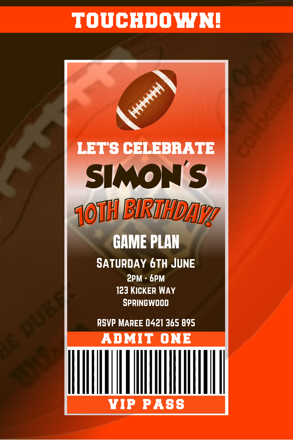 Cleveland Browns Birthday Invitation