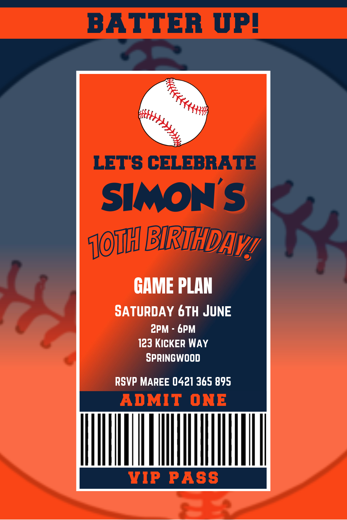 Detroit Tigers Birthday Invitation
