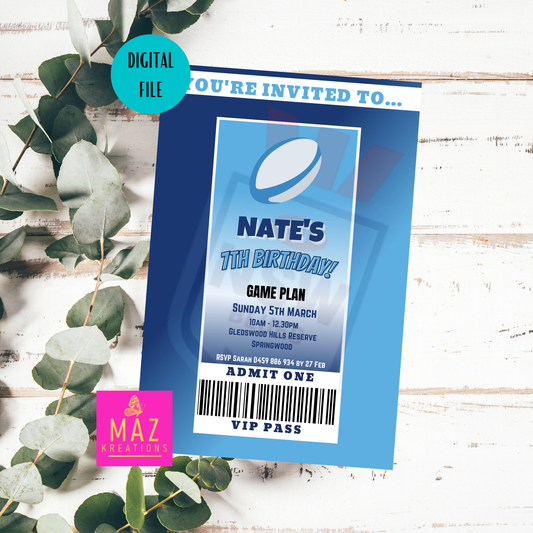 NSW Blues VIP Pass Birthday Invitation