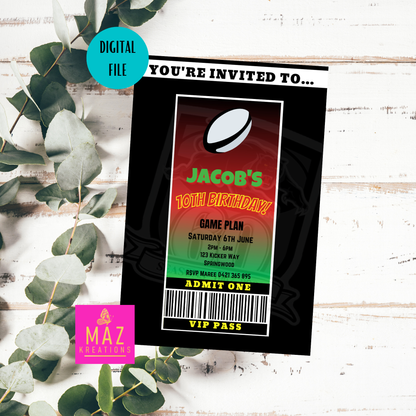 Penrith Panthers VIP Pass Birthday Invitation