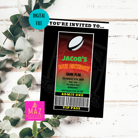 Penrith Panthers VIP Pass Birthday Invitation