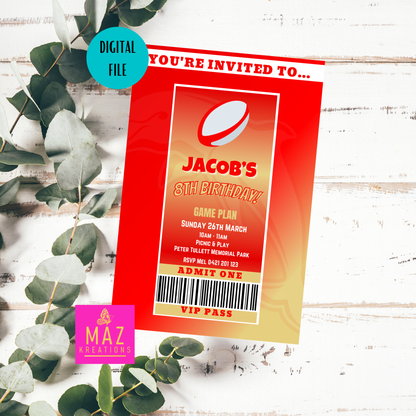 Redcliffe Dolphins VIP Pass Birthday Invitation