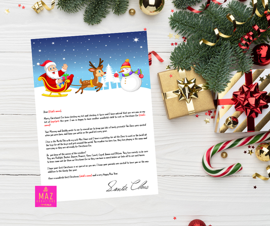 First Christmas Letter from Santa