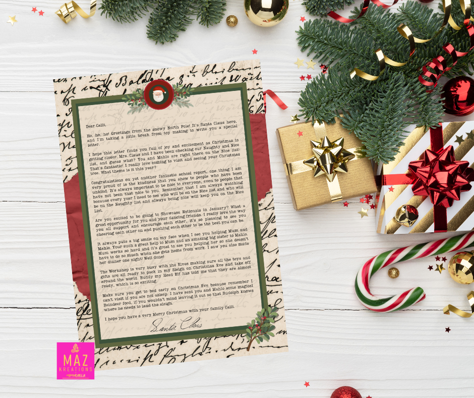 Letter from Santa - Recycled paper/handwriting theme – Maz Kreations
