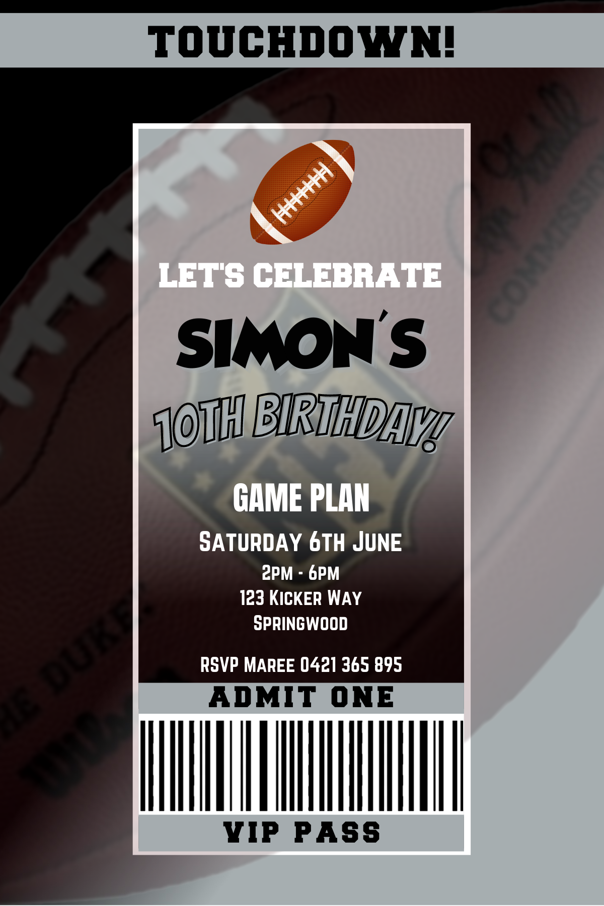 Las Vegas Raiders Birthday Invitation
