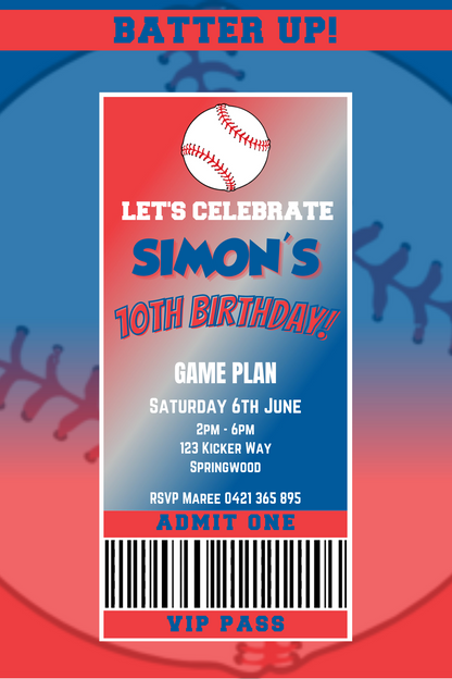 Los Angeles Dodgers Birthday Invitation