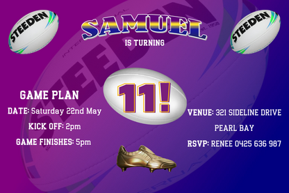Melbourne Storm themed Birthday Invitation