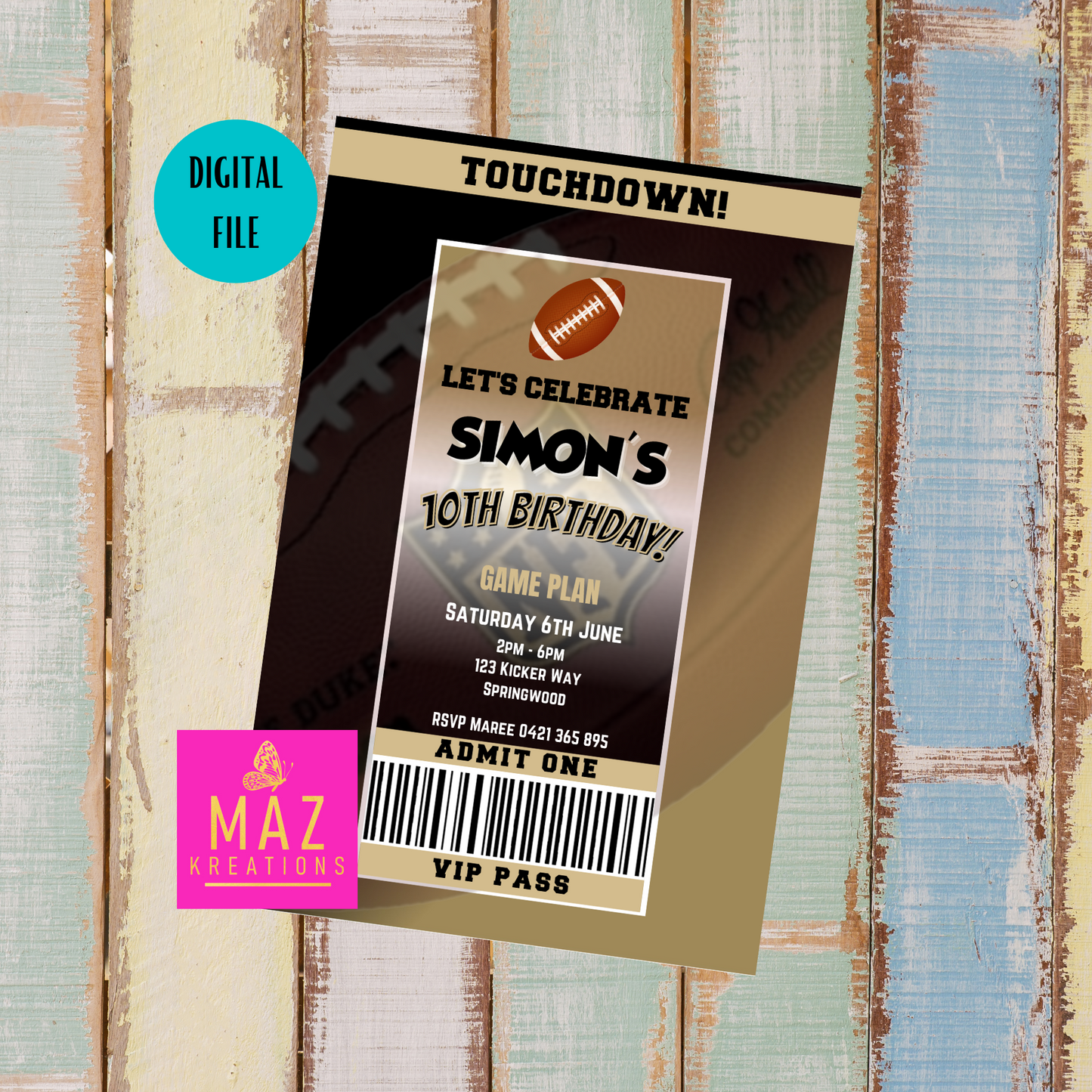 New Orleans Saints Birthday Invitation