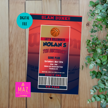 New Orleans Pelicans VIP Pass Birthday Invitation