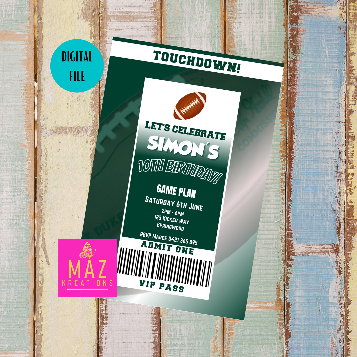 New York Jets Birthday Invitation