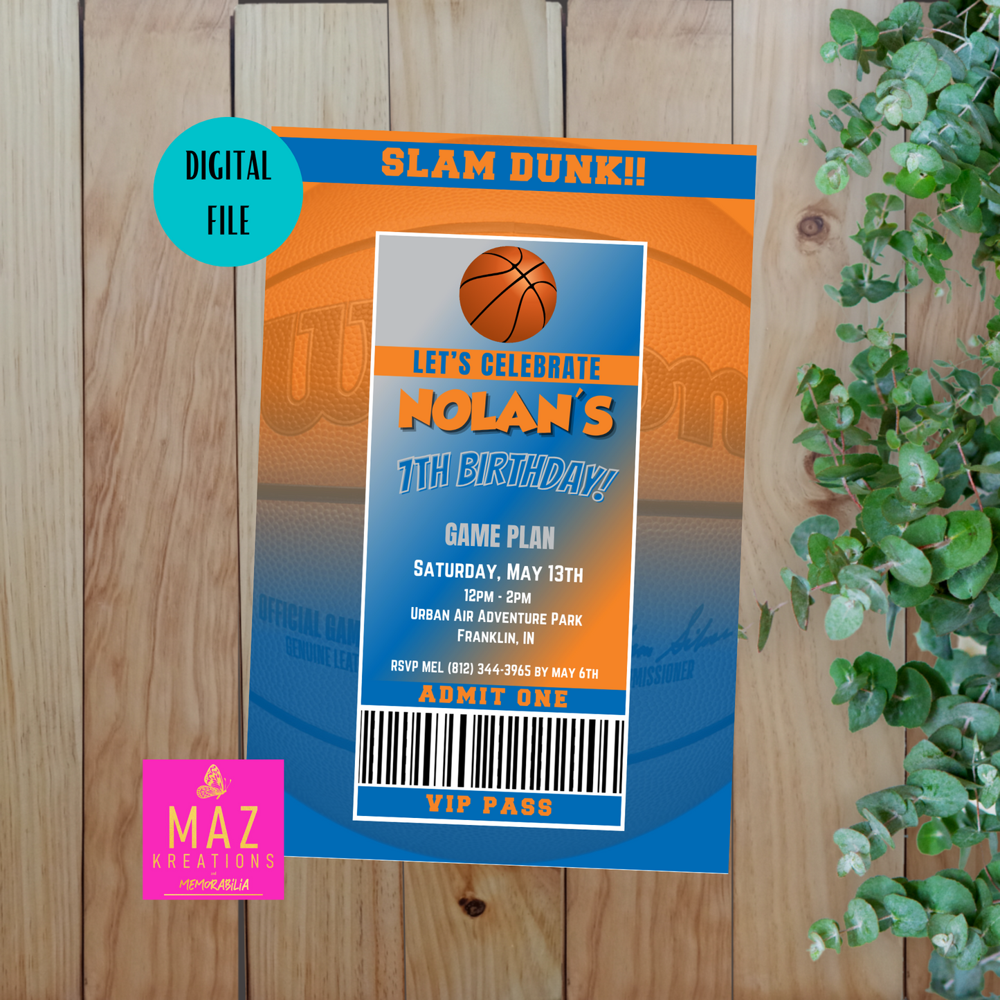 New York Knicks VIP Pass Birthday Invitation