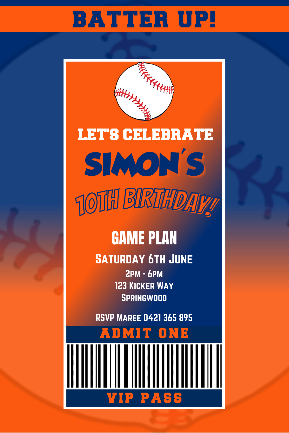 New York Mets Birthday Invitation