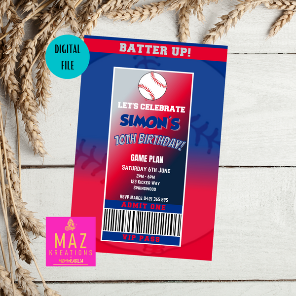 New York Yankees Birthday Invitation – Maz Kreations